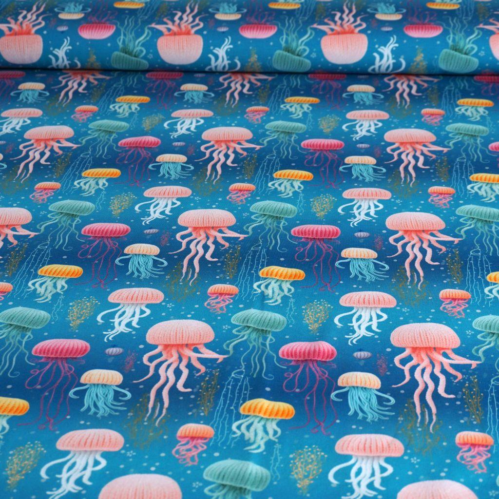 Baumwolljersey Jellyfish Quallen Digitaldruck bunt